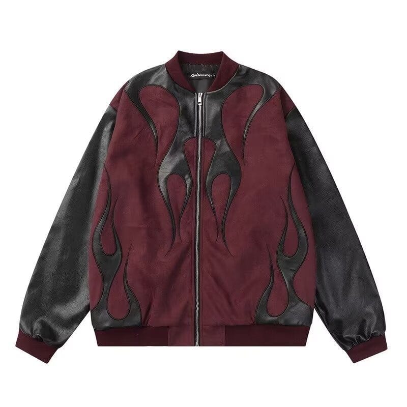 Contrast Color Leather Jacket - Image 7