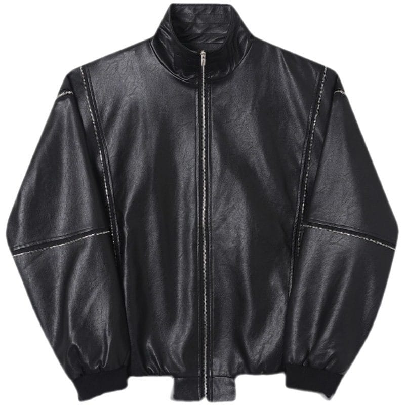 Polyester Detachable Sleeve leather Jacket - Image 4