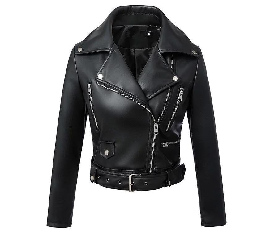 Slim High-Waist Leather Jacket - Image 7