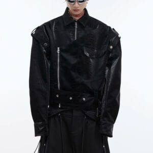 Deconstruction Leather Coat