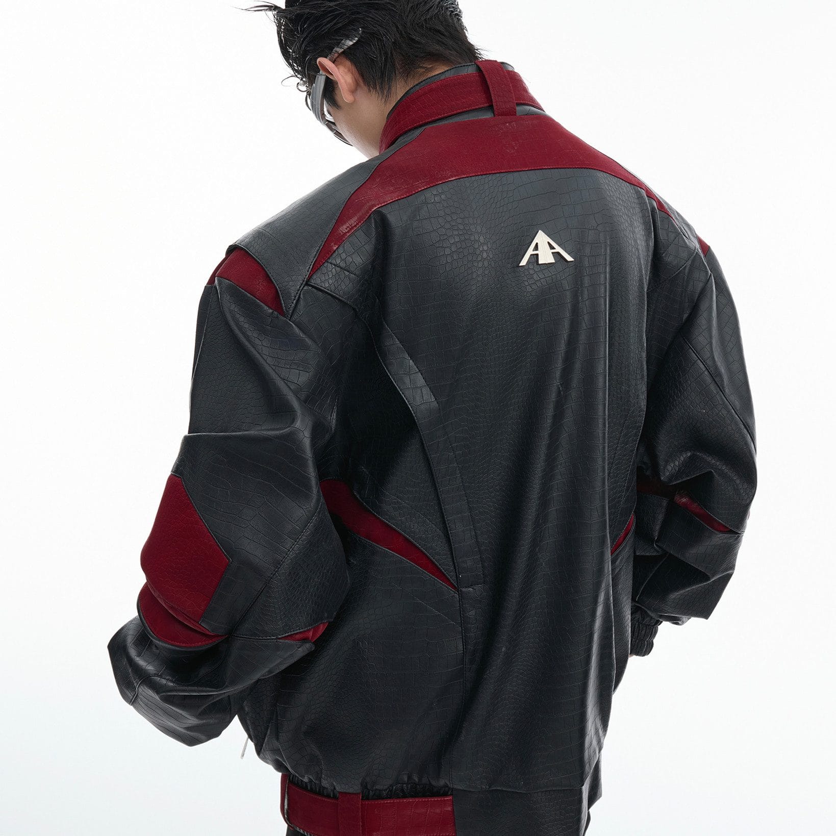 Contrast Color Leather Jacket - Image 2