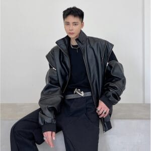 Polyester Detachable Sleeve leather Jacket