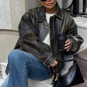 Washed Brown Distressed Jacket