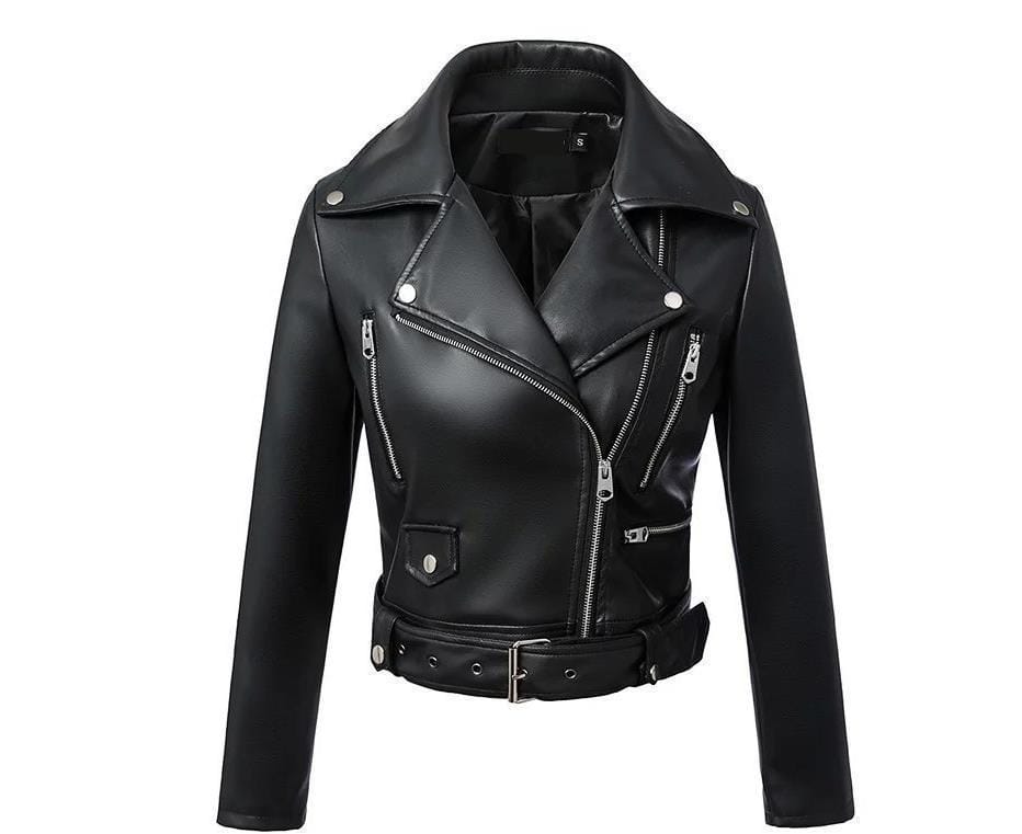 Slim High-Waist Leather Jacket - Image 9