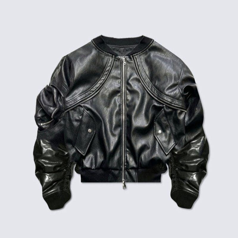Heavy Vintage Leather Jacket - Image 4