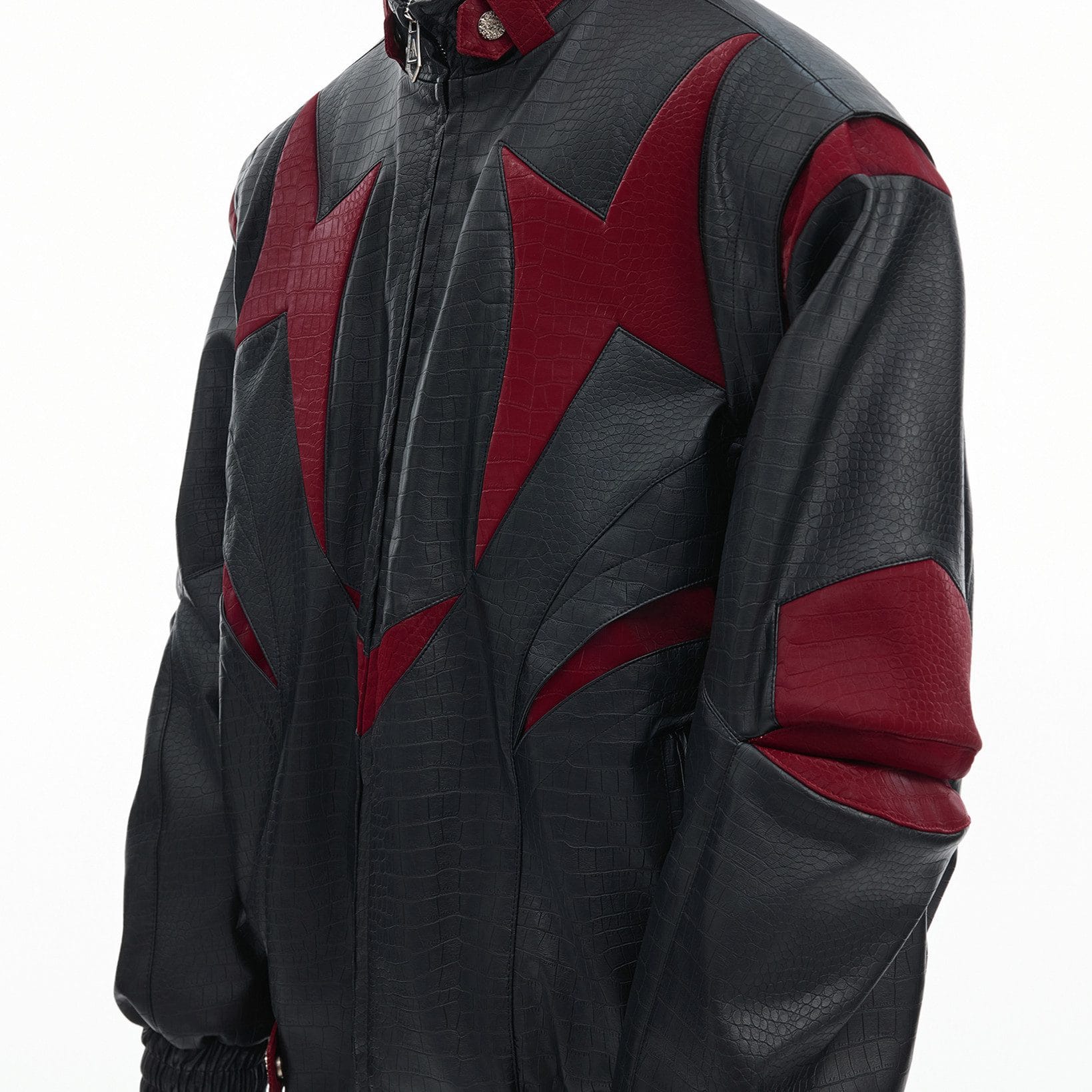 Contrast Color Leather Jacket - Image 6