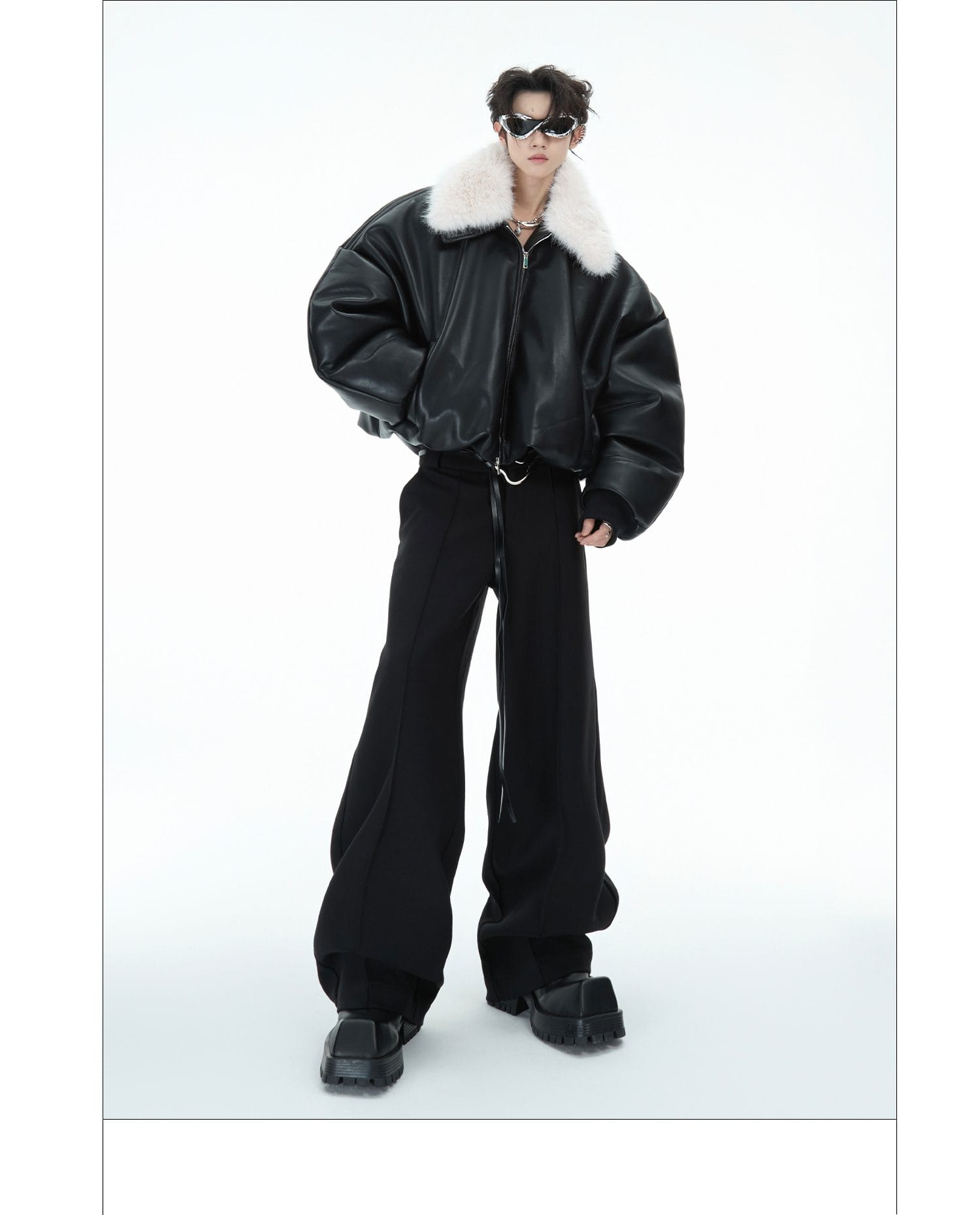 Cotton-padded Leather Jacket - Image 3