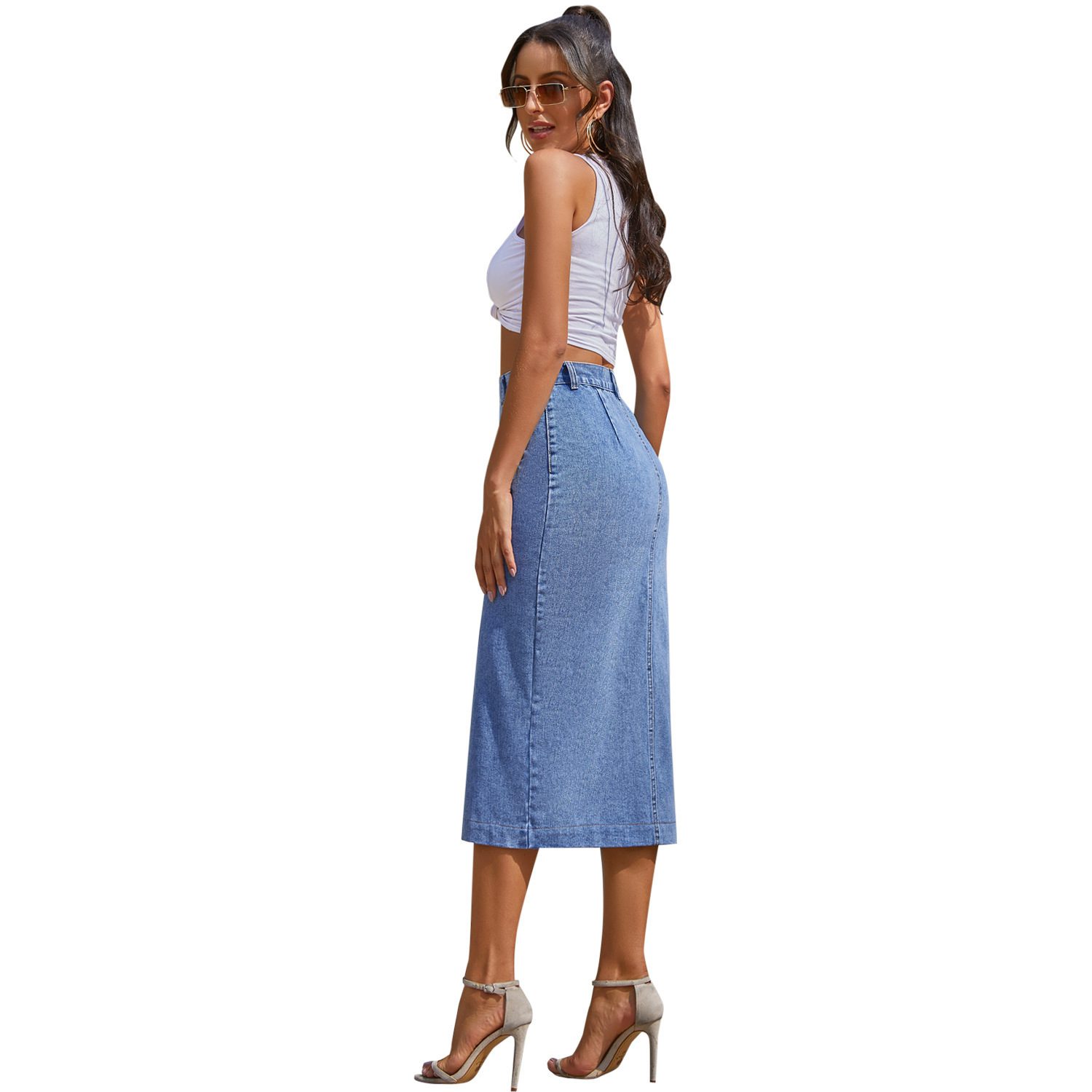 Irregular Slit denim Skirt - Image 5