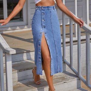Irregular Slit denim Skirt