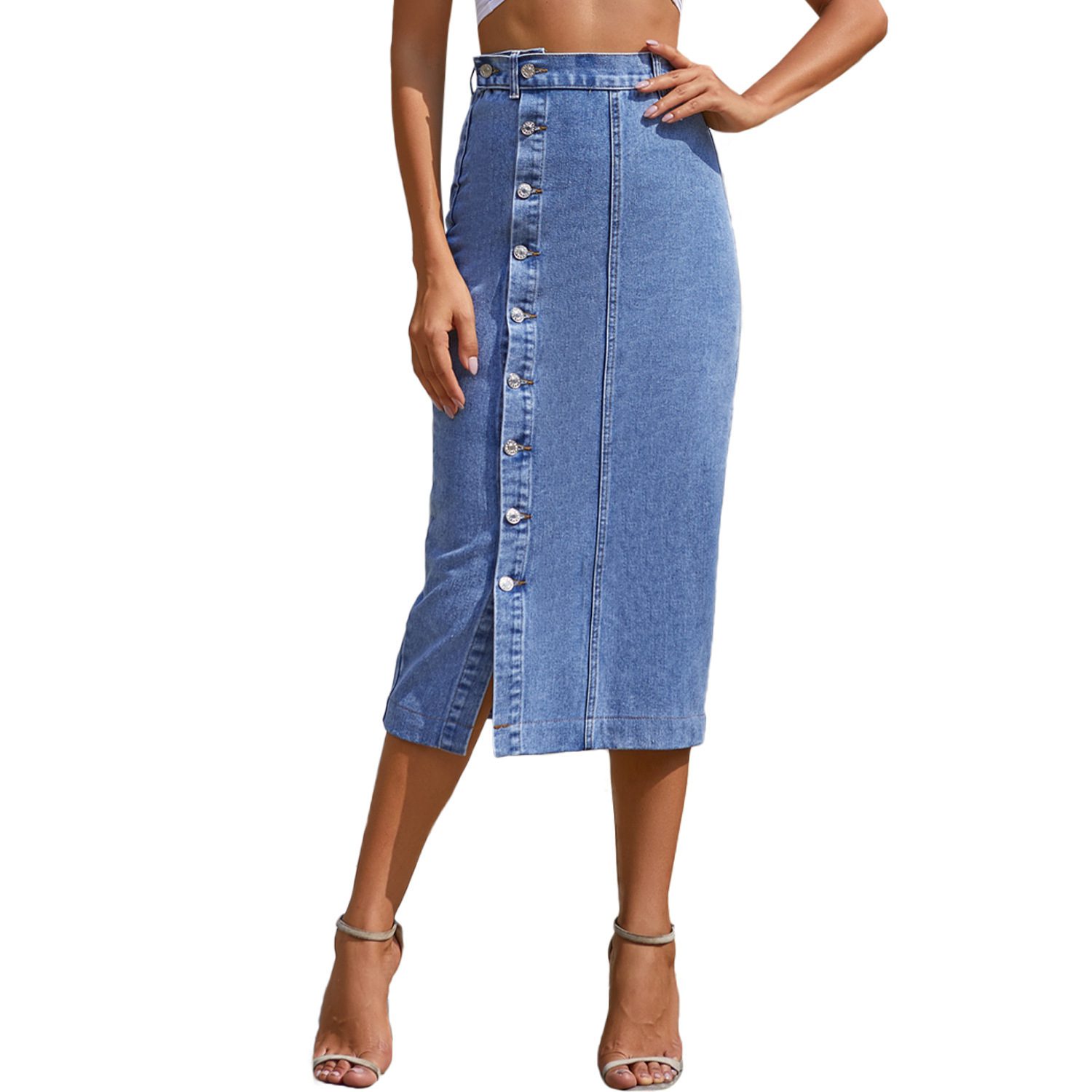 Irregular Slit denim Skirt - Image 7