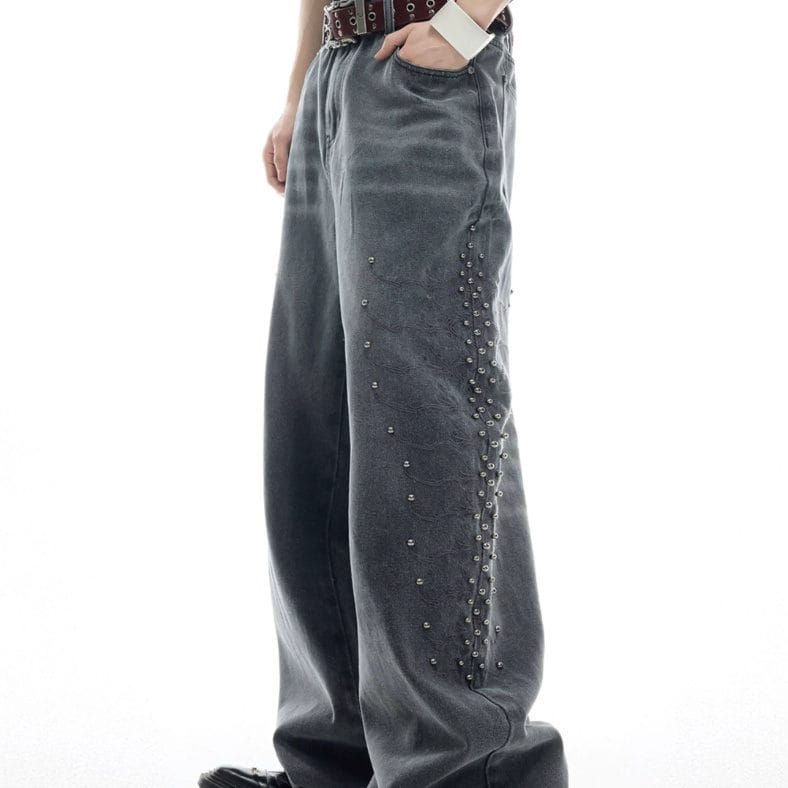 Retro Metal Rivet Jeans - Image 9