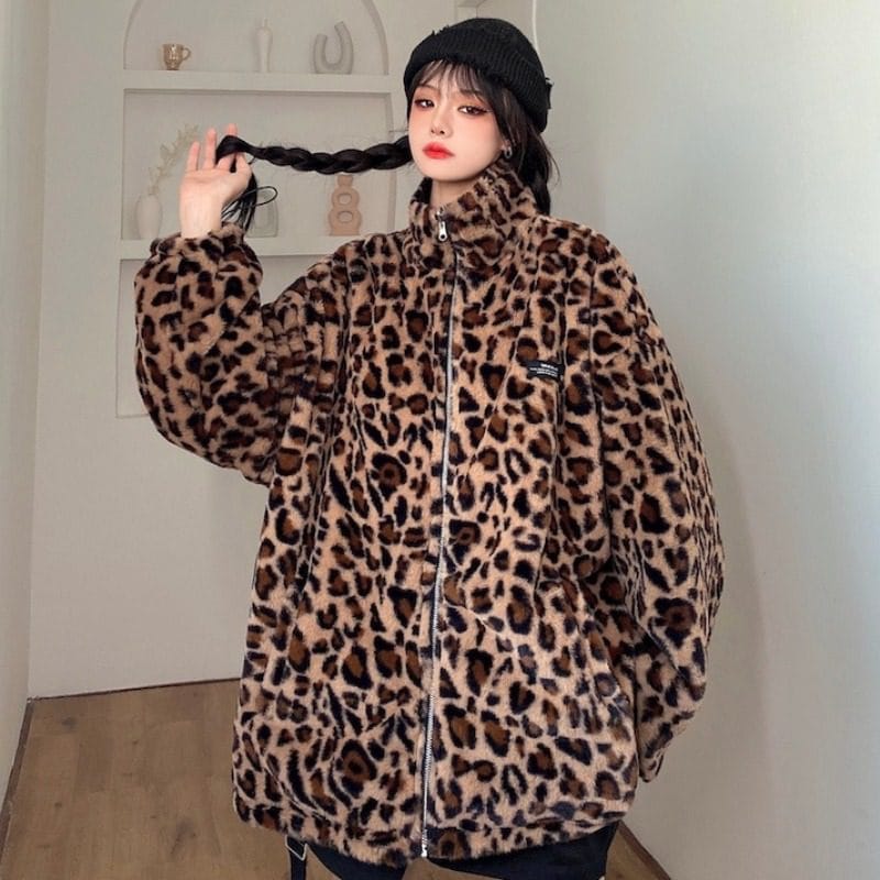 Leopard Print Thick Jacket - Image 2