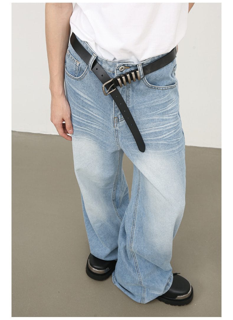 Washed-out Straight Jeans - Image 2