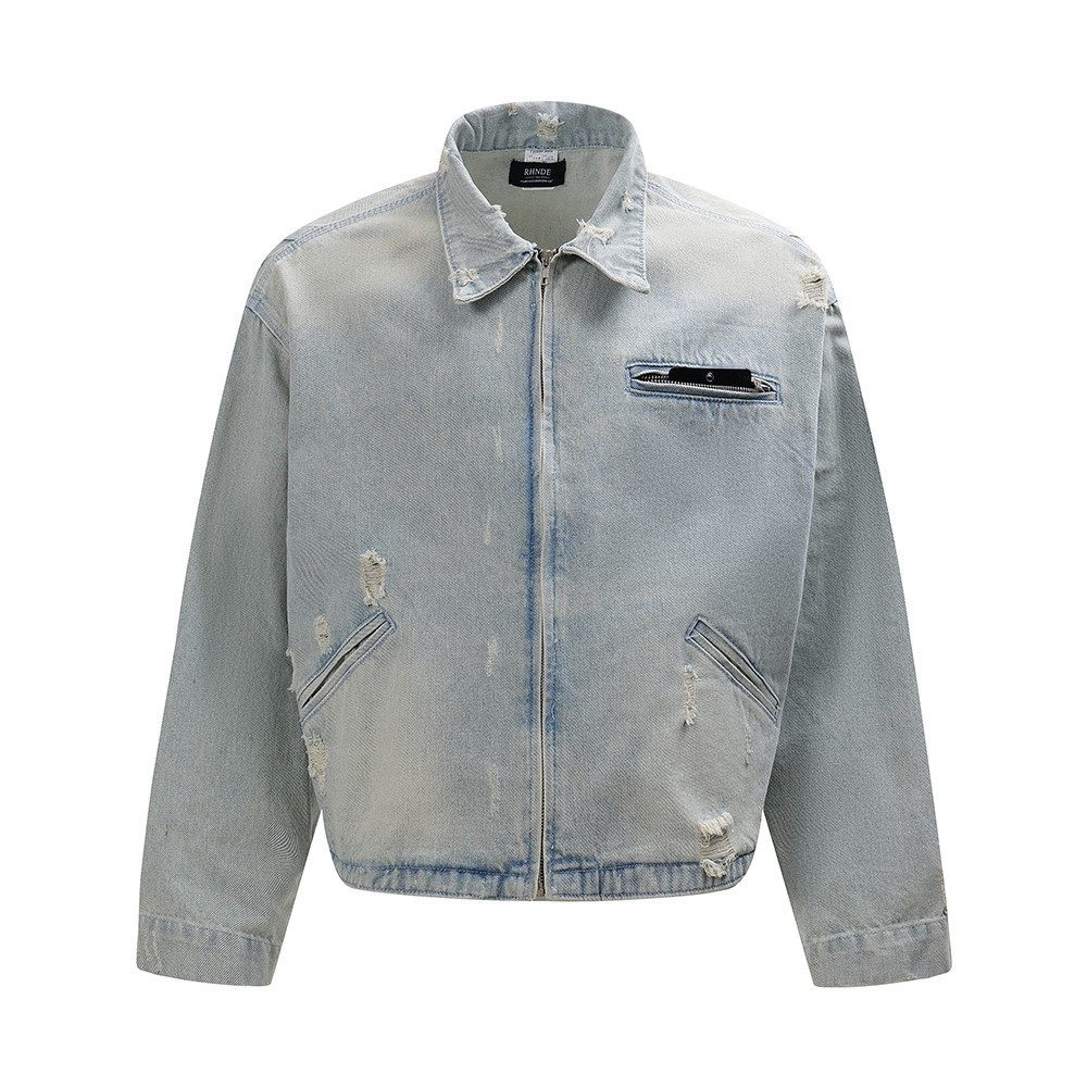 Punk Worn-Out Denim Jacket