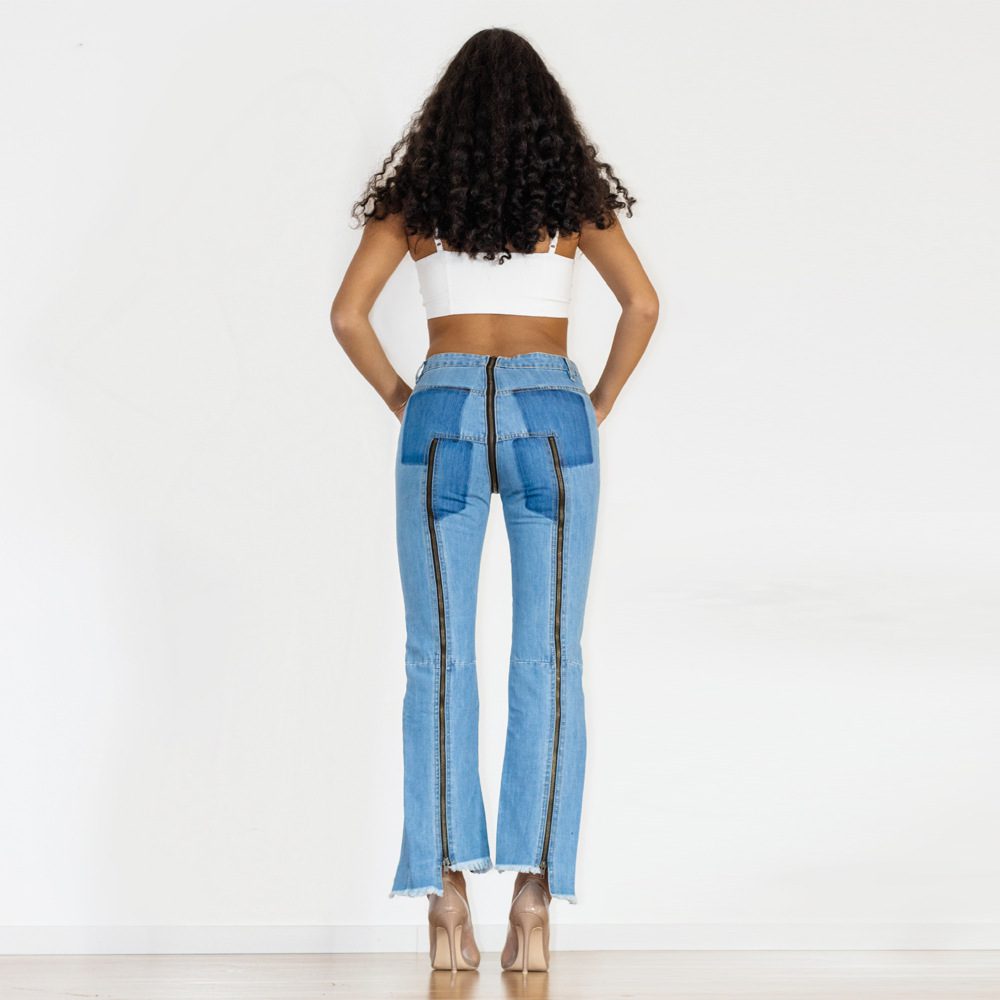 Zipper Irregular Skinny Jeans - Image 3