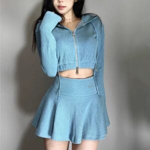 Long-sleeved Short Two-piece Sweater