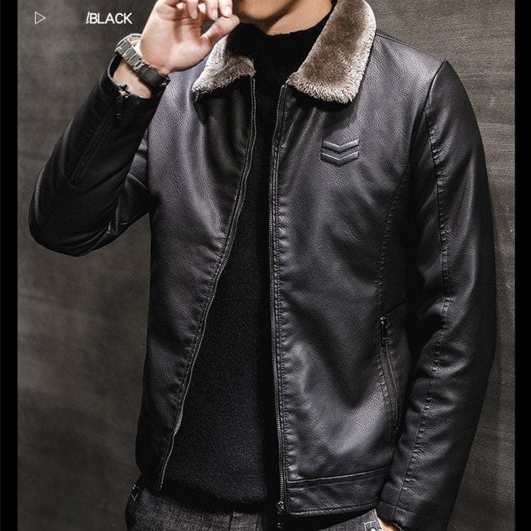 Plush Warm Leather Jacket - Image 5