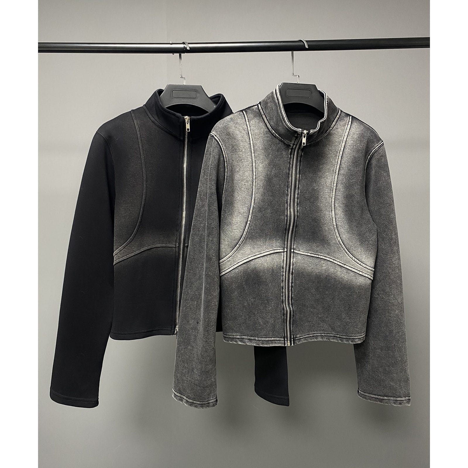 Washed-out Zipper Cardigan - Image 3