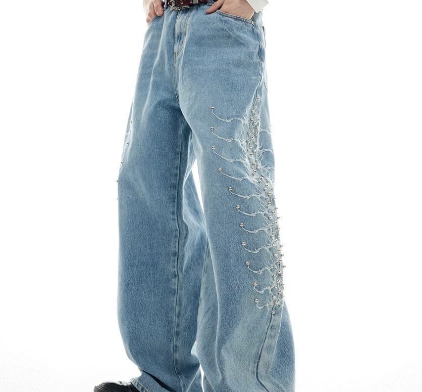 Retro Metal Rivet Jeans - Image 3