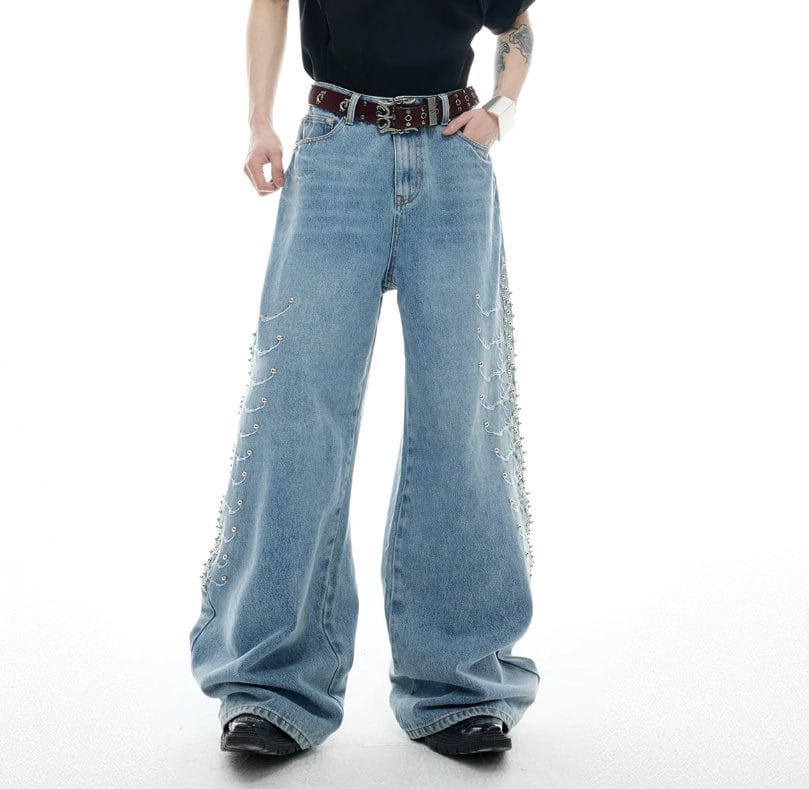 Retro Metal Rivet Jeans - Image 4