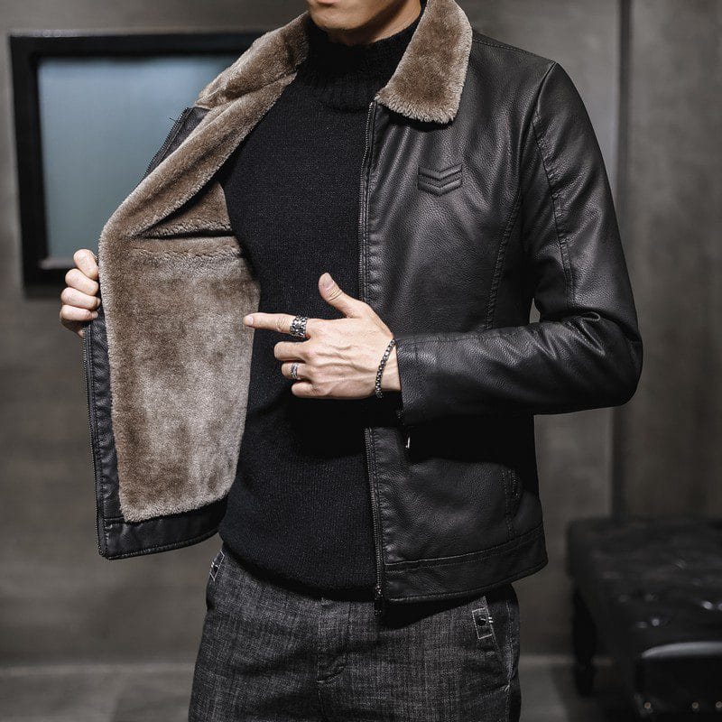 Plush Warm Leather Jacket - Image 6