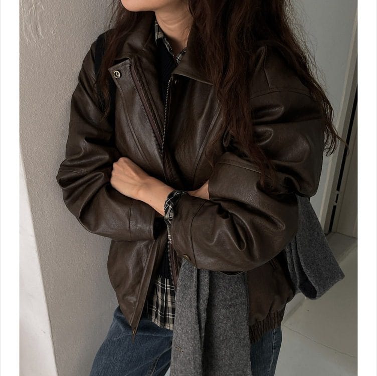 Chic Retro Leather Jacket - Image 2