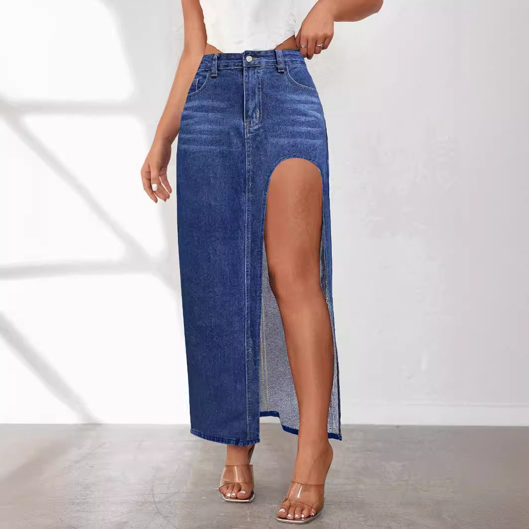 High Slit Denim Skirt - Image 6