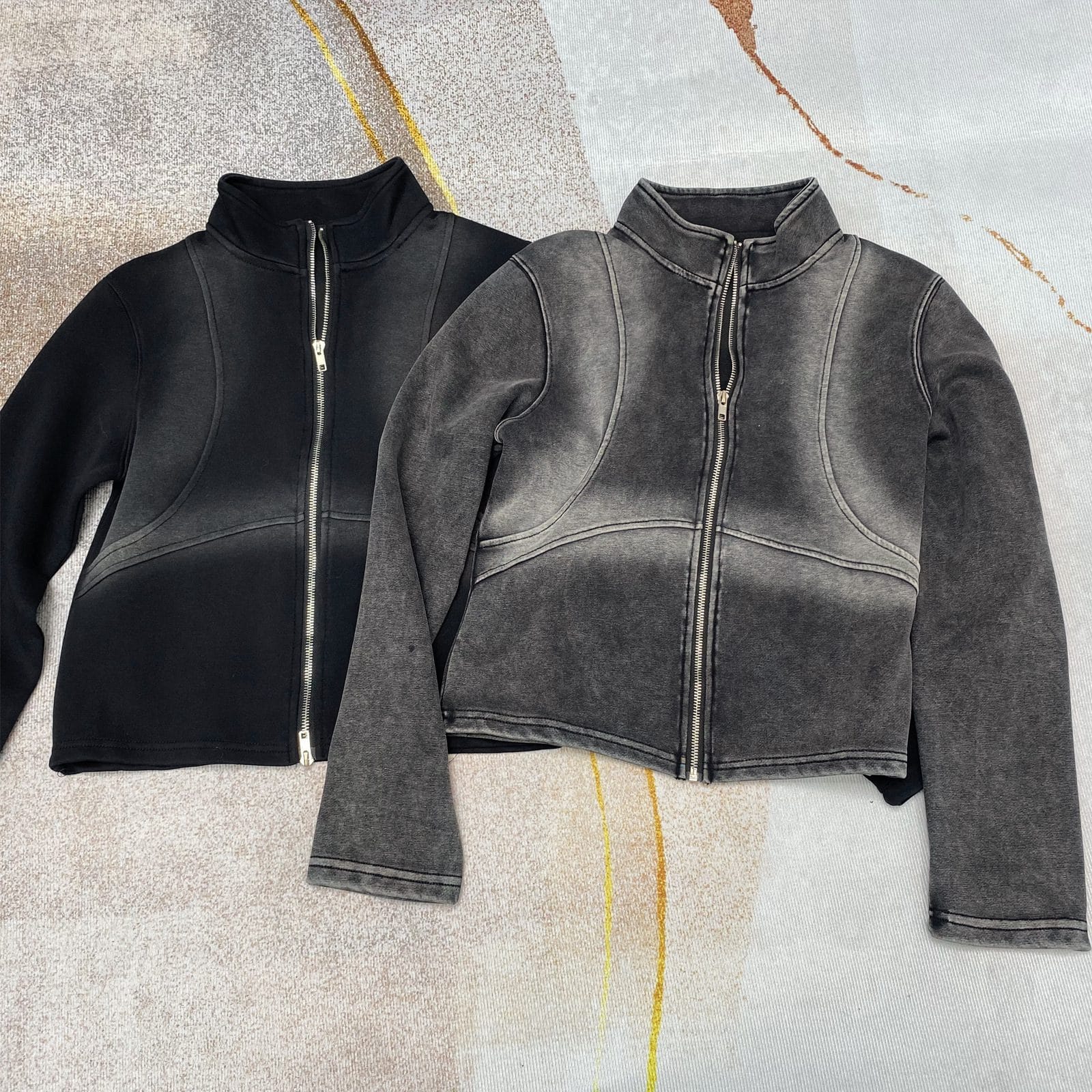 Washed-out Zipper Cardigan - Image 4