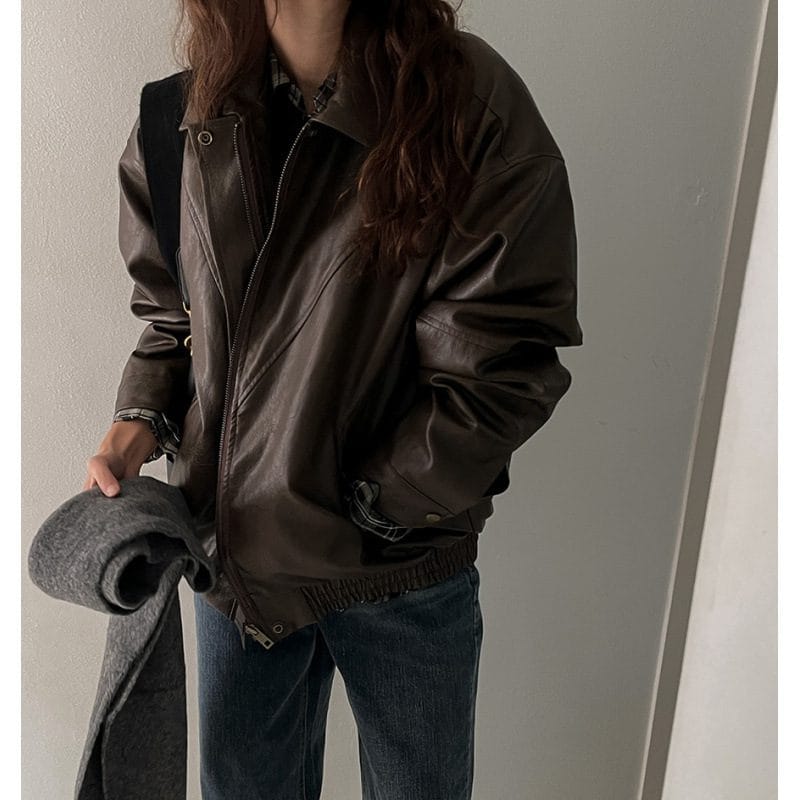 Chic Retro Leather Jacket - Image 7