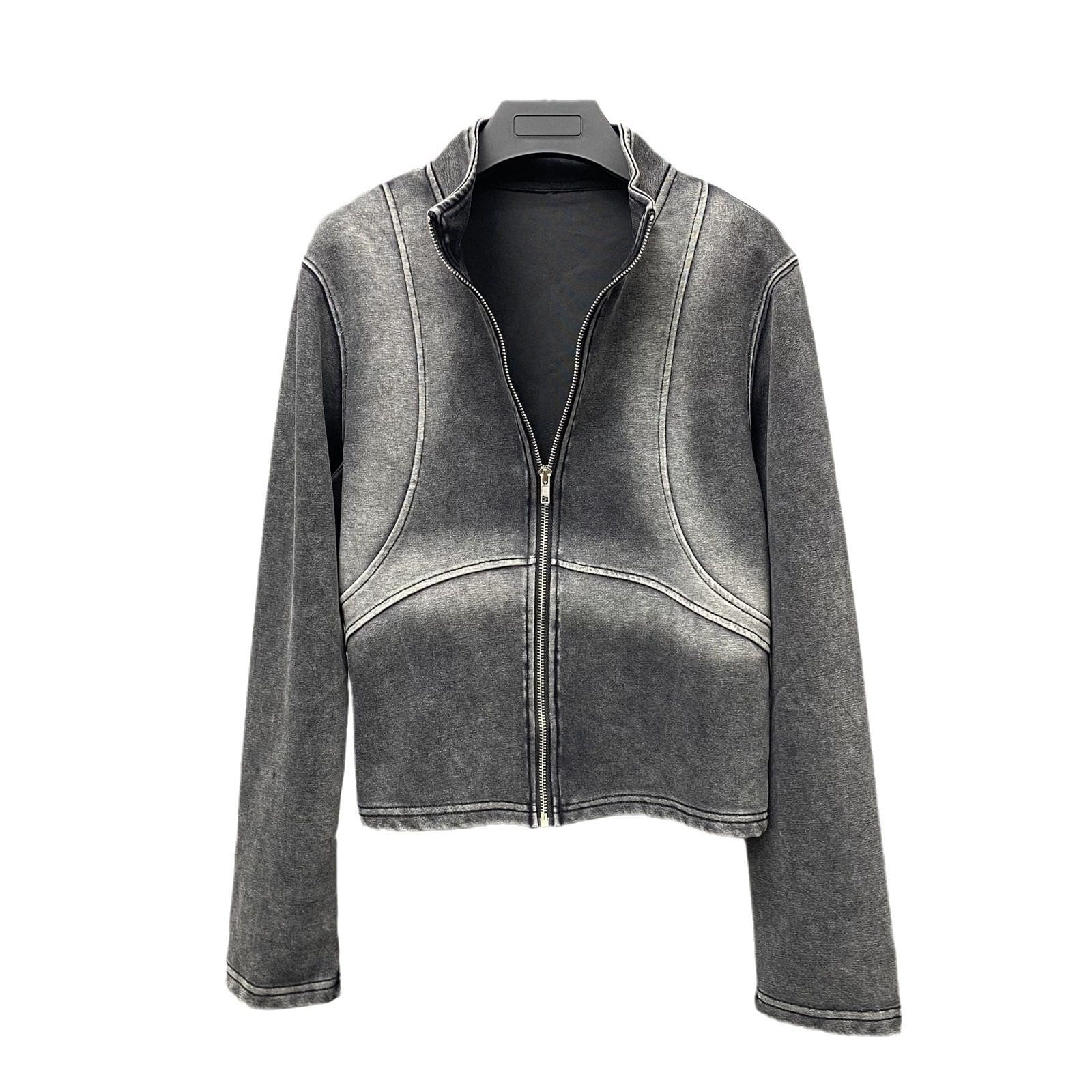 Washed-out Zipper Cardigan - Image 2