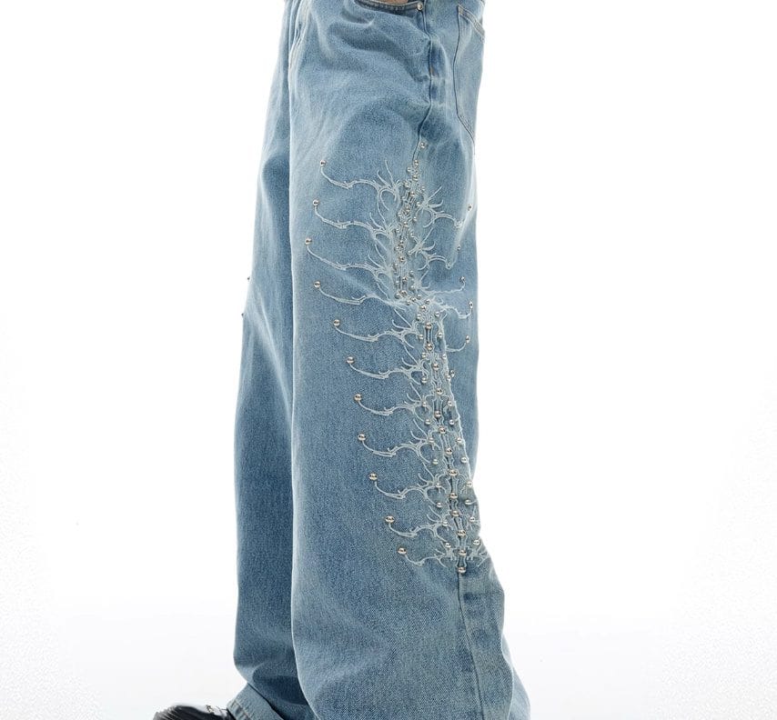 Retro Metal Rivet Jeans - Image 8