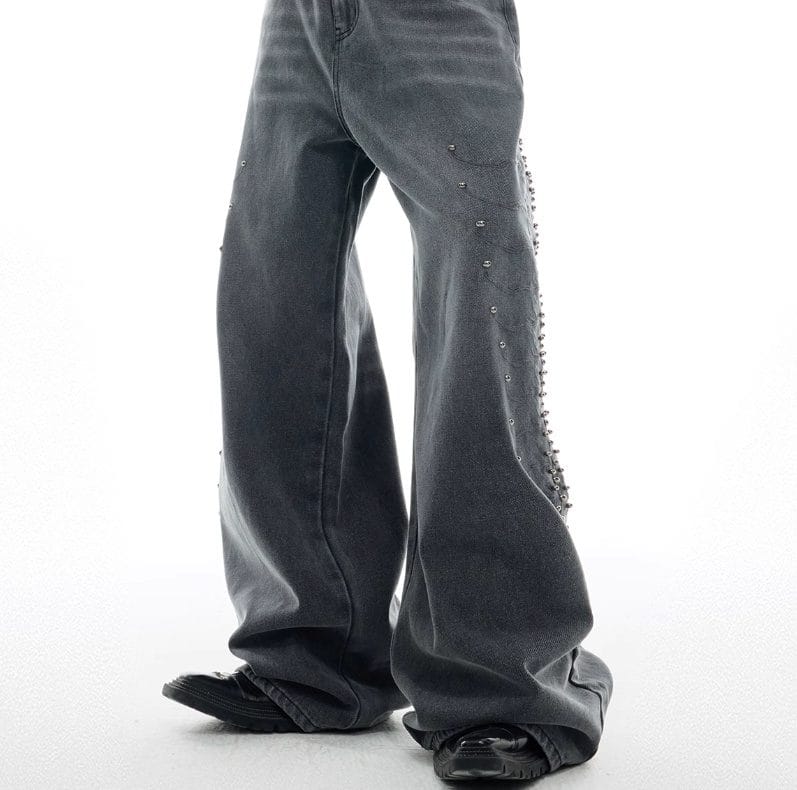 Retro Metal Rivet Jeans - Image 2